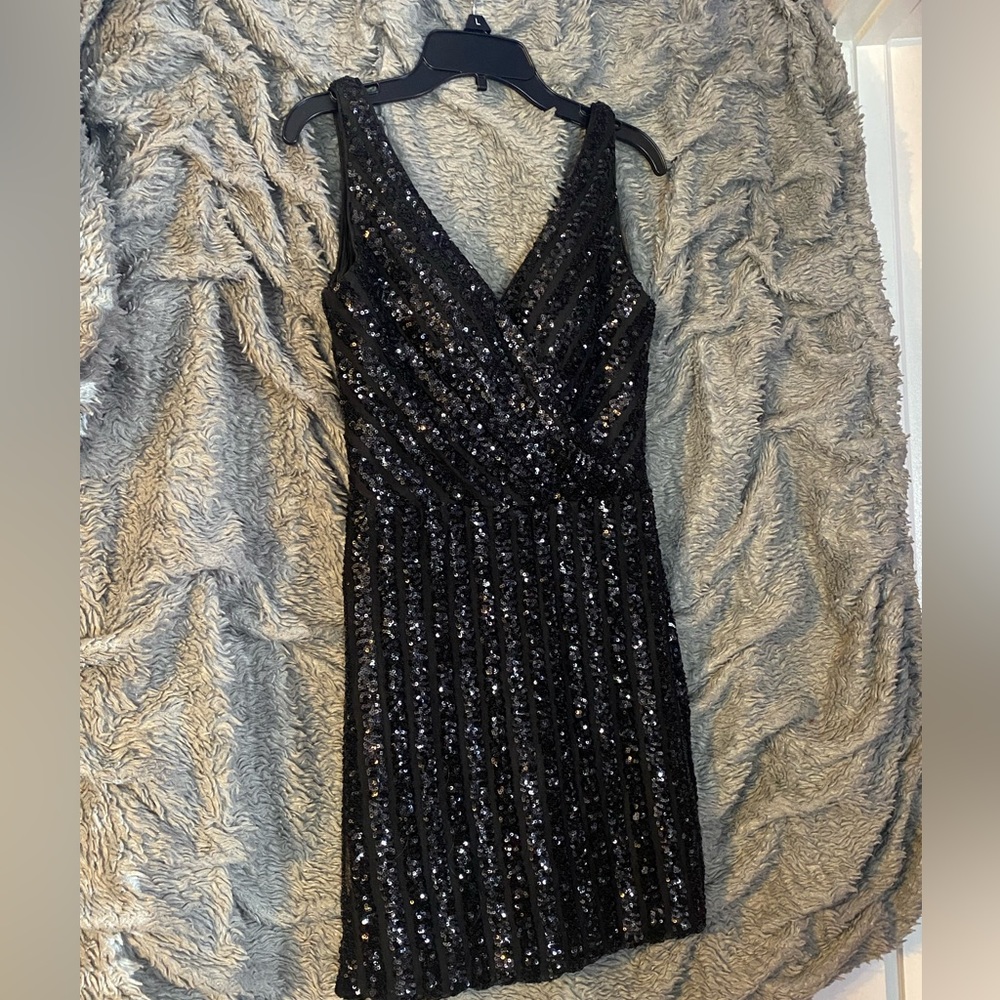 Black sequin La femme cocktail dress